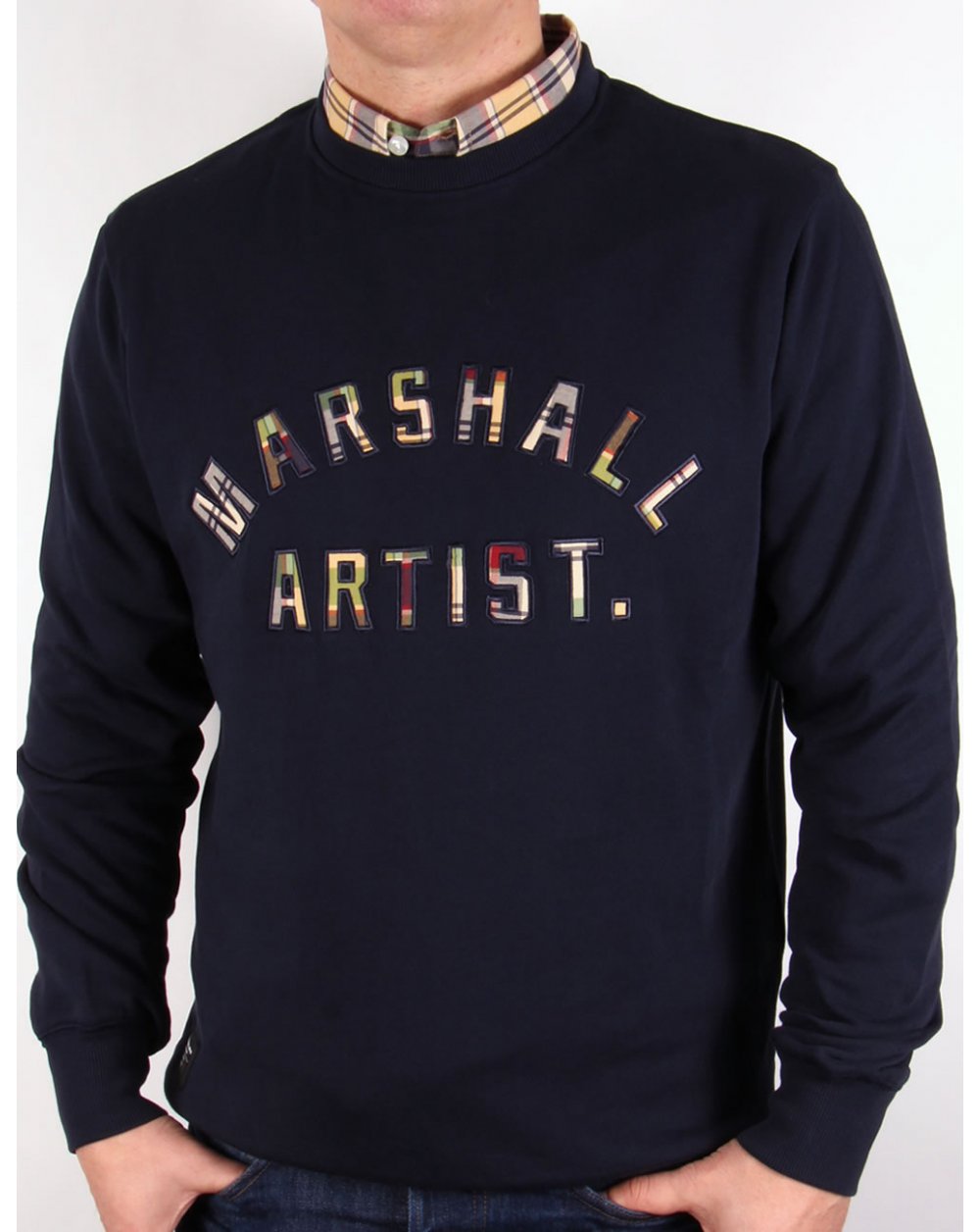 Marshall Artist Country Check Sweatshirt, Marineblau