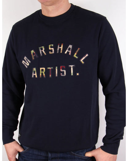 Marshall Artist Country Check Sweatshirt, Marineblau