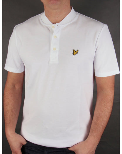 Lyle And Scott – Weißes Poloshirt mit Bomberkragen