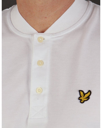 Lyle And Scott – Weißes Poloshirt mit Bomberkragen