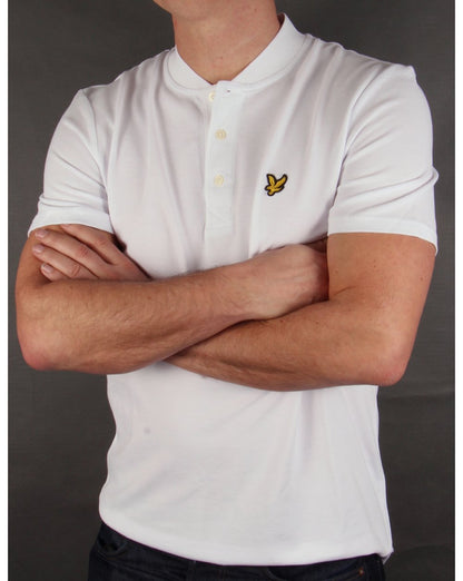 Lyle And Scott – Weißes Poloshirt mit Bomberkragen