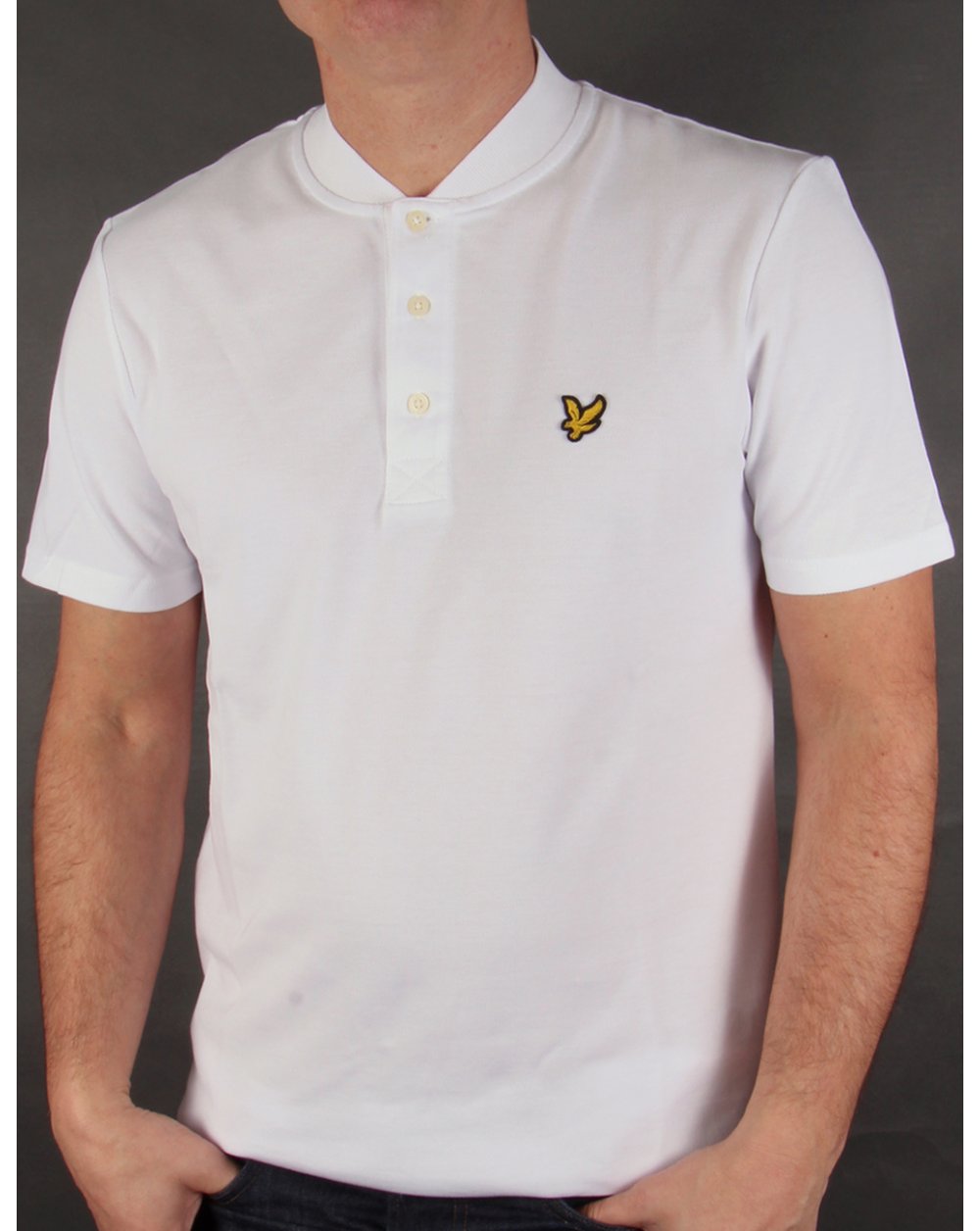 Lyle And Scott – Weißes Poloshirt mit Bomberkragen