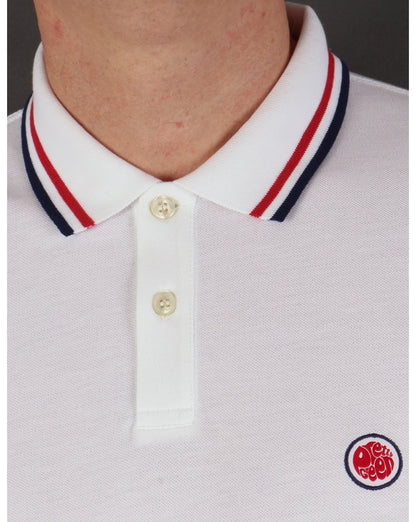 Pretty Green – Langärmliges Poloshirt mit Streifen in Weiß