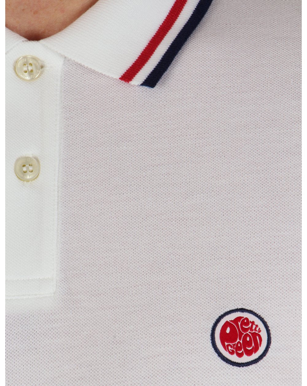 Pretty Green – Langärmliges Poloshirt mit Streifen in Weiß