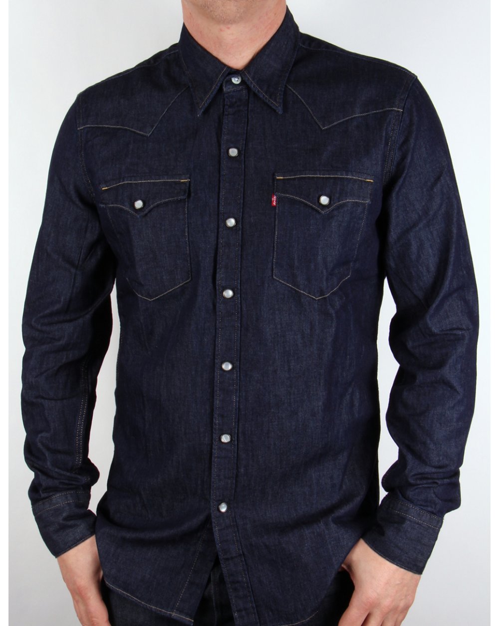 Levis – Barstow – Westernhemd in dunklem Denim