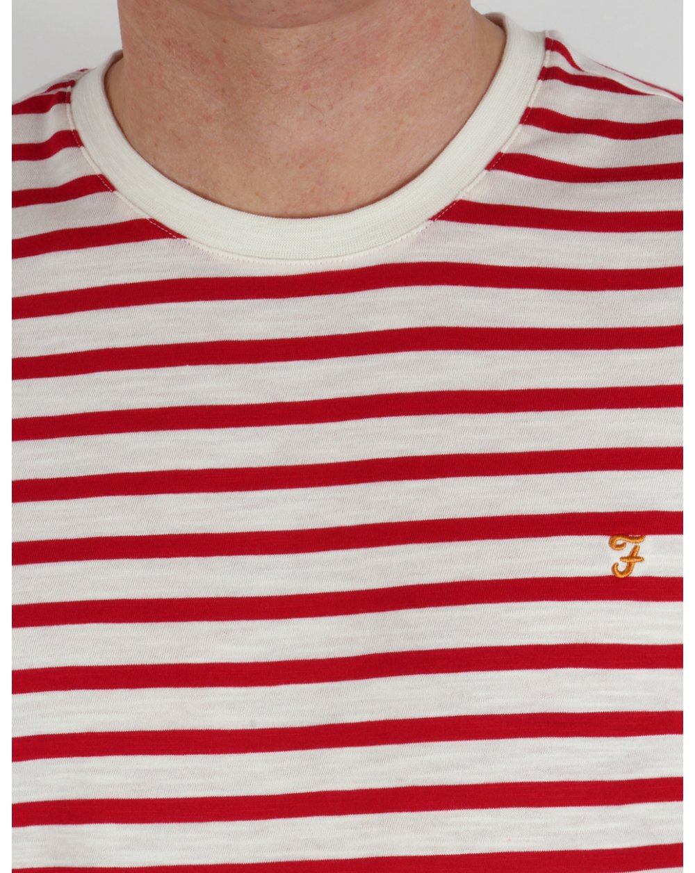 Farah Gieger Gestreiftes T-Shirt Weiß/Rot