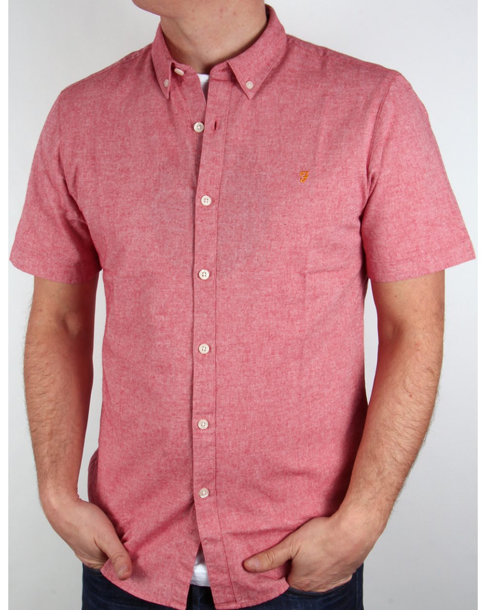 Farah Steen Short Sleeve Shirt Red Marl