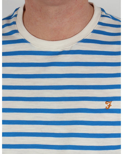 Farah Gieger Gestreiftes T-Shirt Weiß/Königsblau