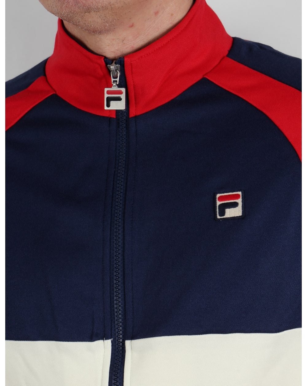 Fila Vintage 70er Original Trainingsjacke Marineblau/Rot/Gardenie