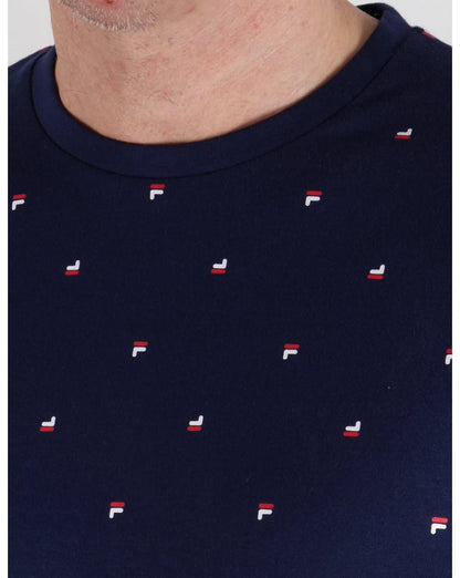 Fila Vintage T-Shirt mit mehreren Logos in Marineblau
