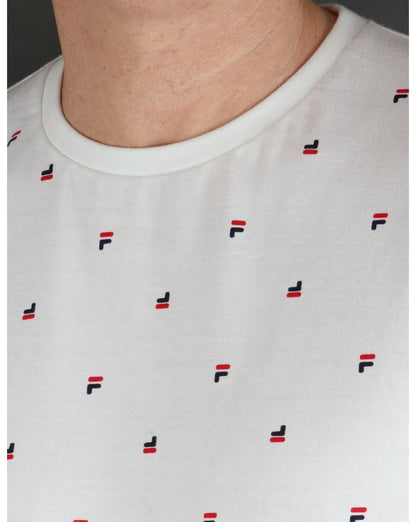 Fila Vintage T-Shirt mit mehreren Logos in Weiß
