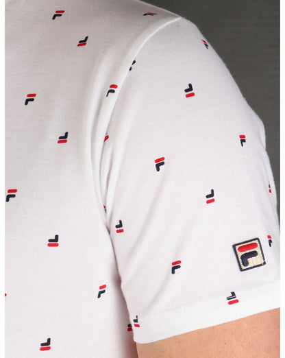 Fila Vintage T-Shirt mit mehreren Logos in Weiß