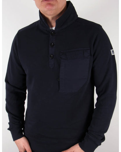 Weekend Offender – Niko – Sweatshirt mit Kragen in Marineblau