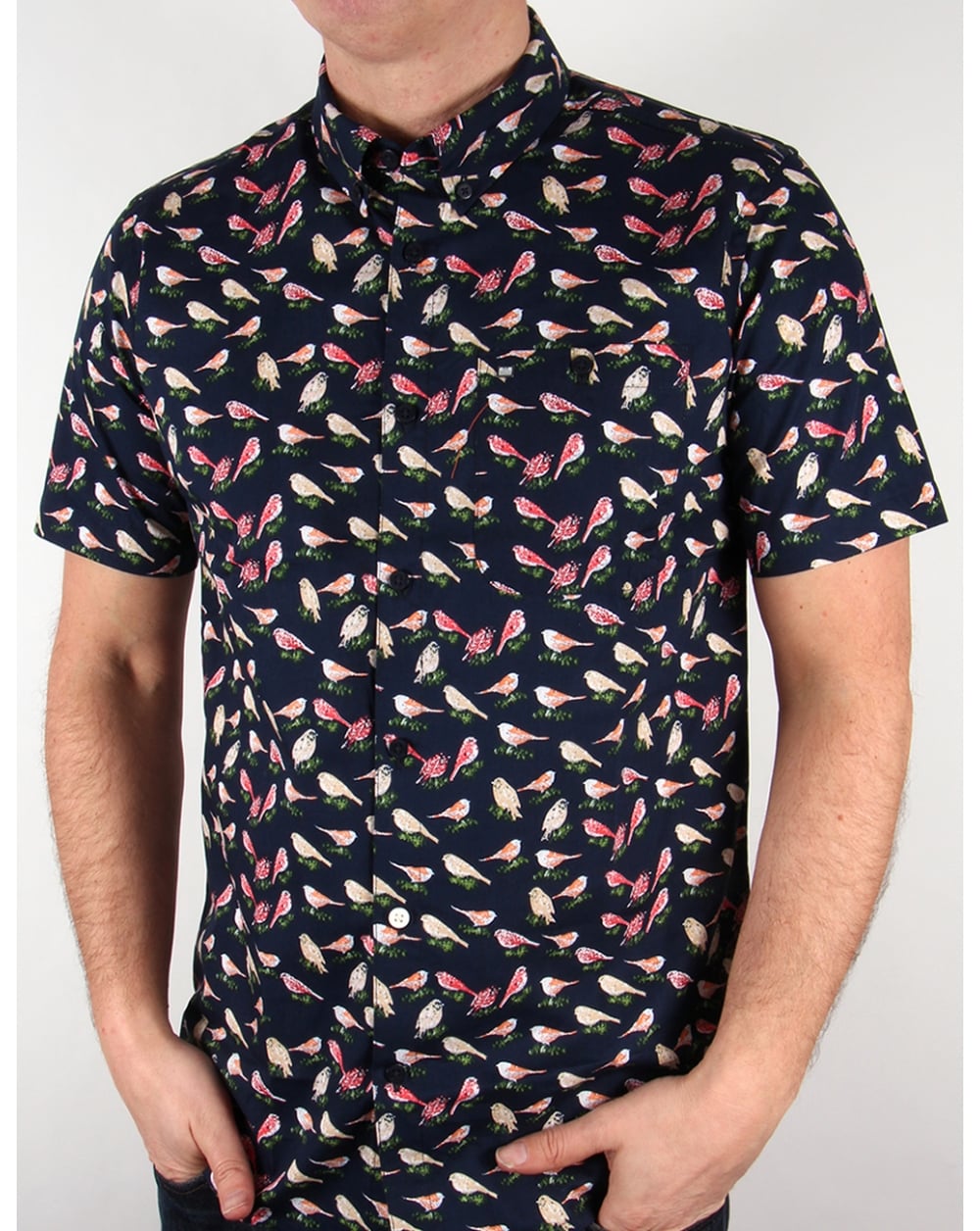 Weekend Offender – Hemd „Nash“ mit Print, Marineblau