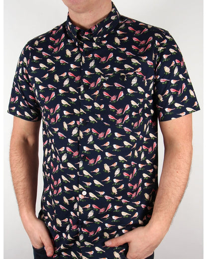 Weekend Offender – Hemd „Nash“ mit Print, Marineblau