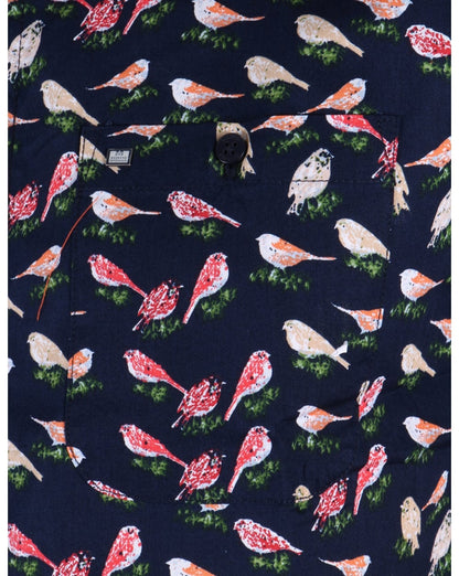 Weekend Offender – Hemd „Nash“ mit Print, Marineblau