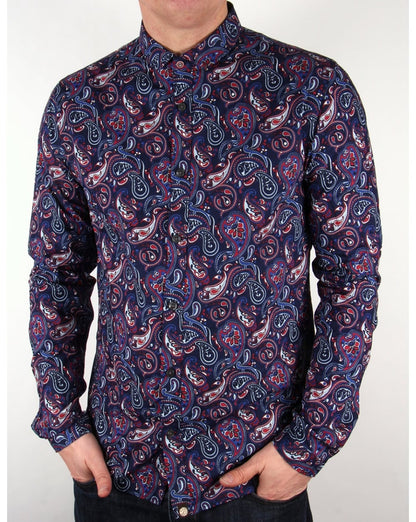 Pretty Green Sefton Paisley-Hemd, Marineblau