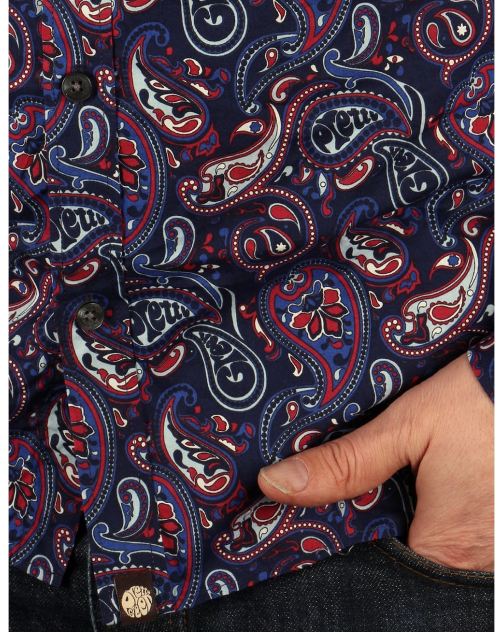 Pretty Green Sefton Paisley-Hemd, Marineblau