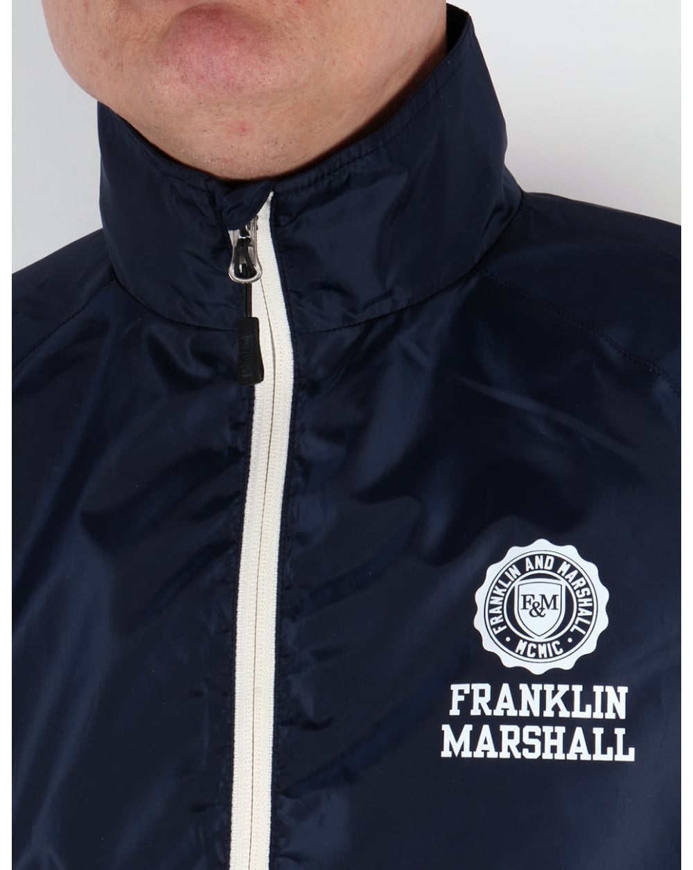 Franklin And Marshall – Uni-Jacke mit Reißverschluss und Trichterkragen, Marineblau