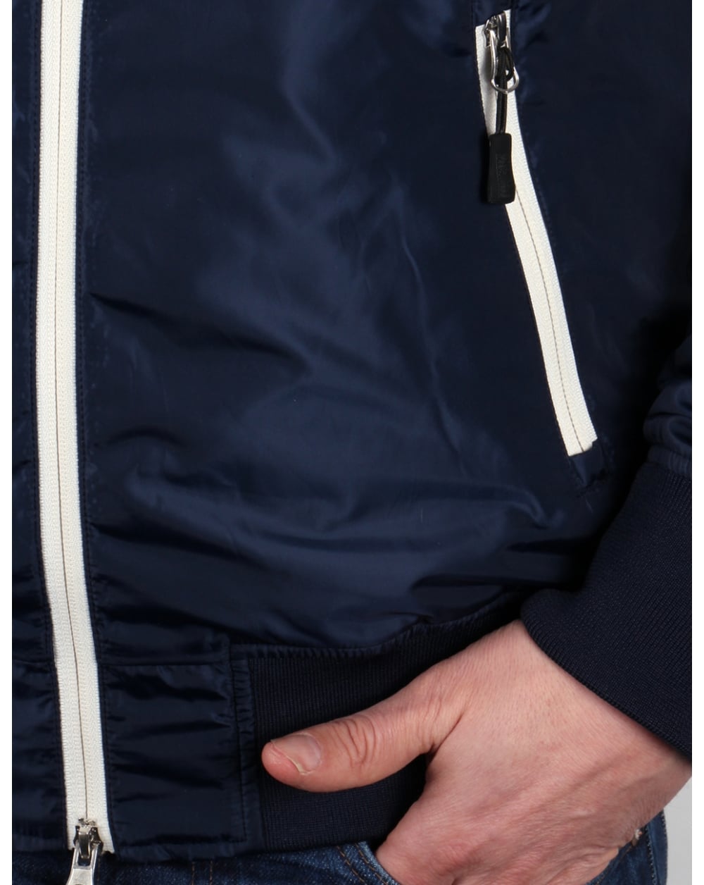 Franklin And Marshall – Uni-Jacke mit Reißverschluss und Trichterkragen, Marineblau