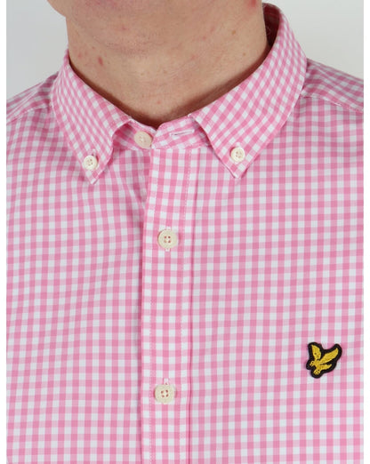 Lyle And Scott – Kurzärmliges Hemd mit Gingham-Karomuster, Sommerrosa