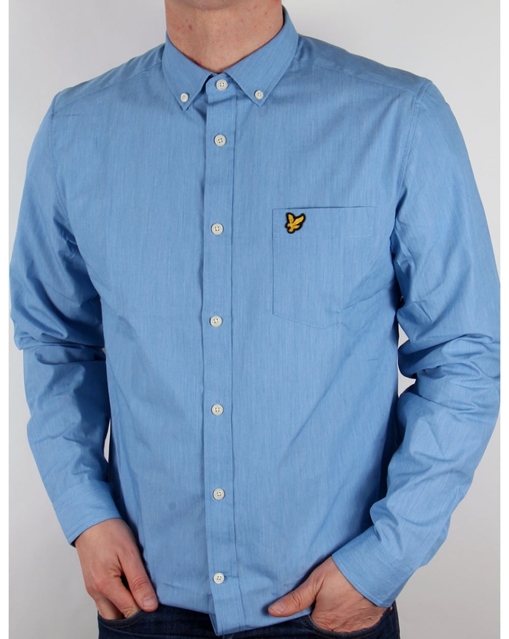 Lyle And Scott – End On End – Langarmhemd, dunkles Kobaltblau
