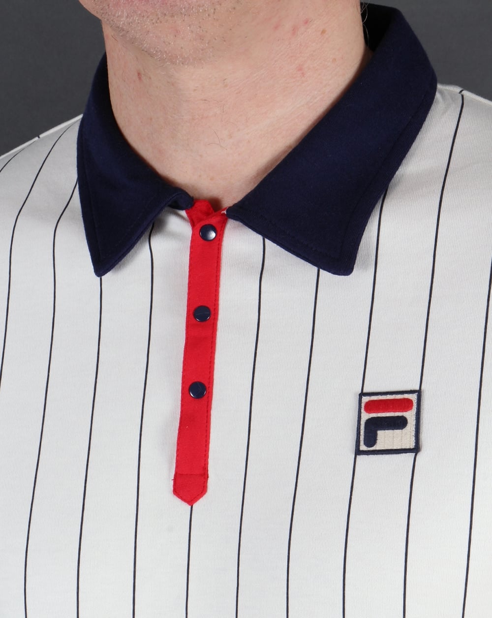 Fila Vintage Mk1 Settanta Poloshirt Gardenia/Marineblau/Rot