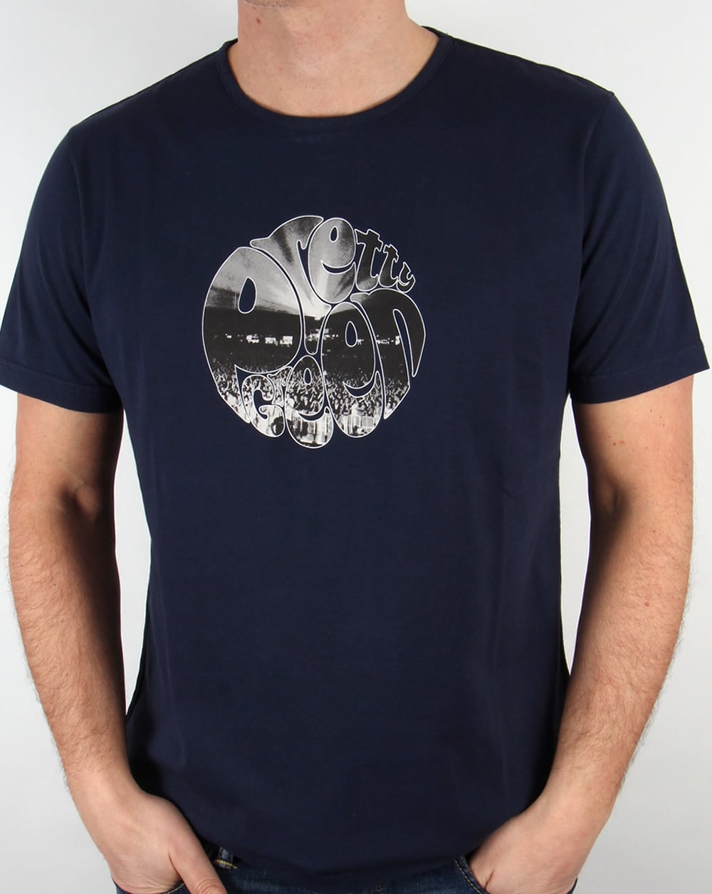 Pretty Green Crowd Logo T-Shirt Marineblau