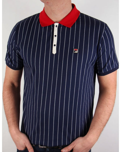 Fila Vintage Mk1 Settanta Poloshirt Marineblau/Gardenie/Rot