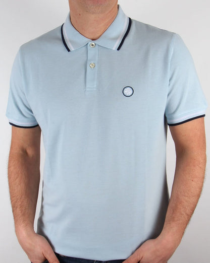 Pretty Green Poloshirt mit Streifen in Himmelblau