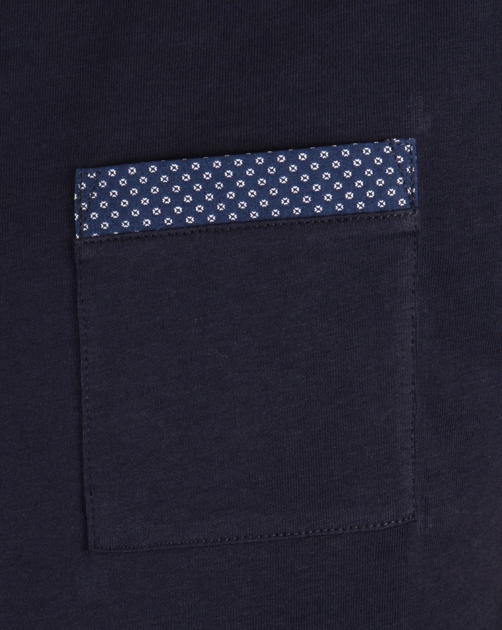 Pretty Green – Bankhall – T-Shirt mit Grandad-Kragen, Marineblau