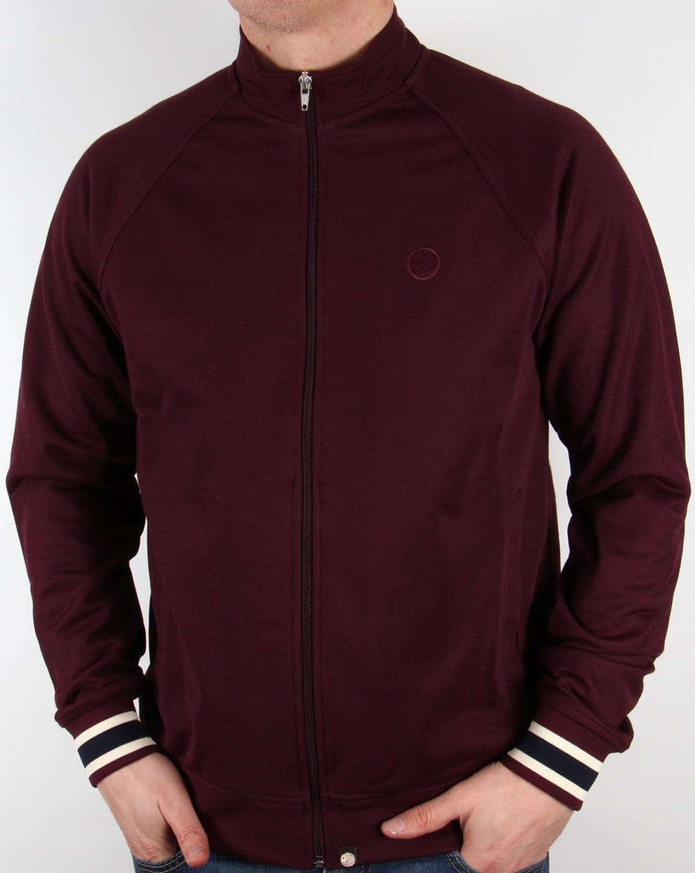 Pretty Green – Forston Trainingsjacke in Burgunderrot