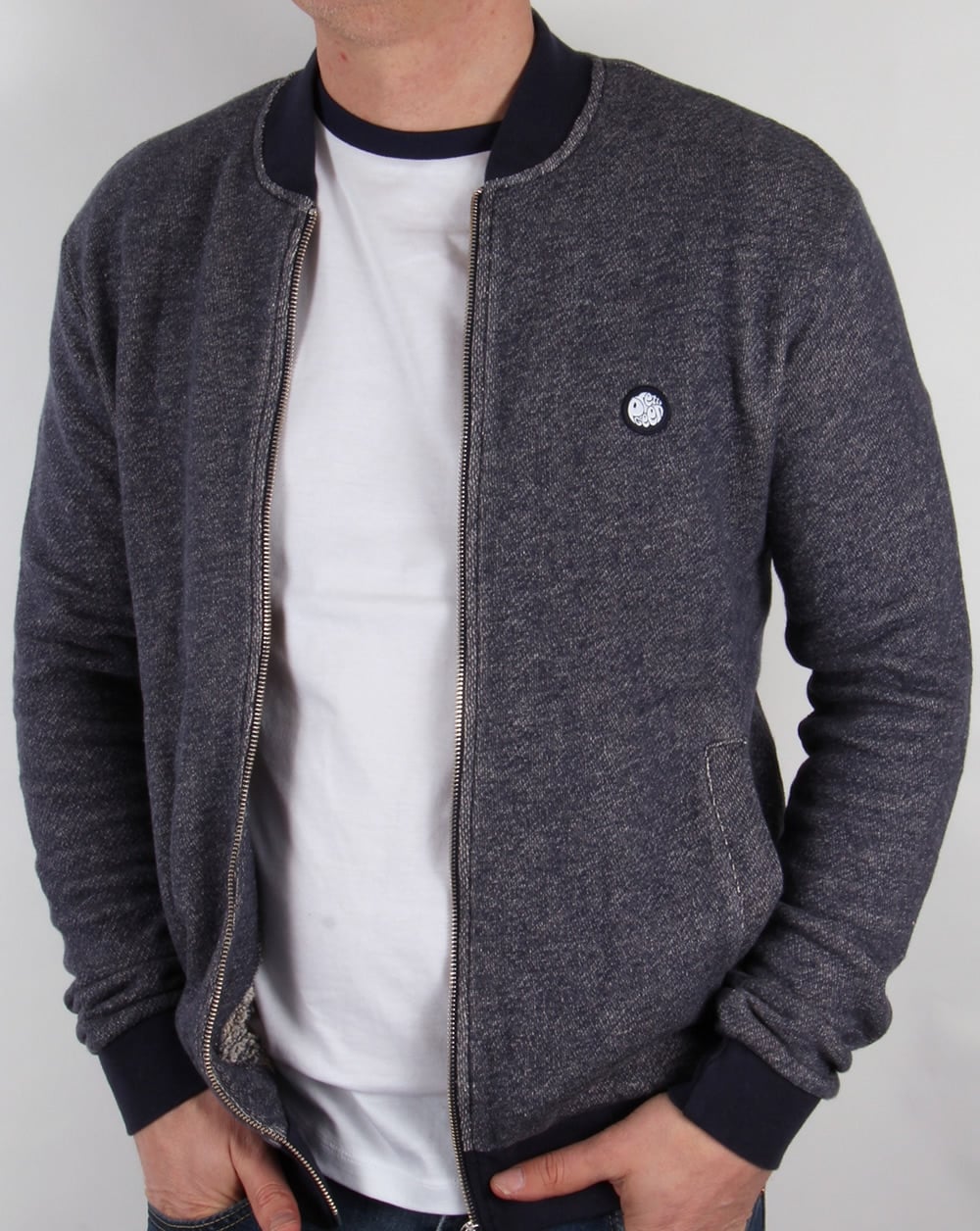 Pretty Green – Emsworth – Sweatshirt mit Reißverschluss in Marineblau