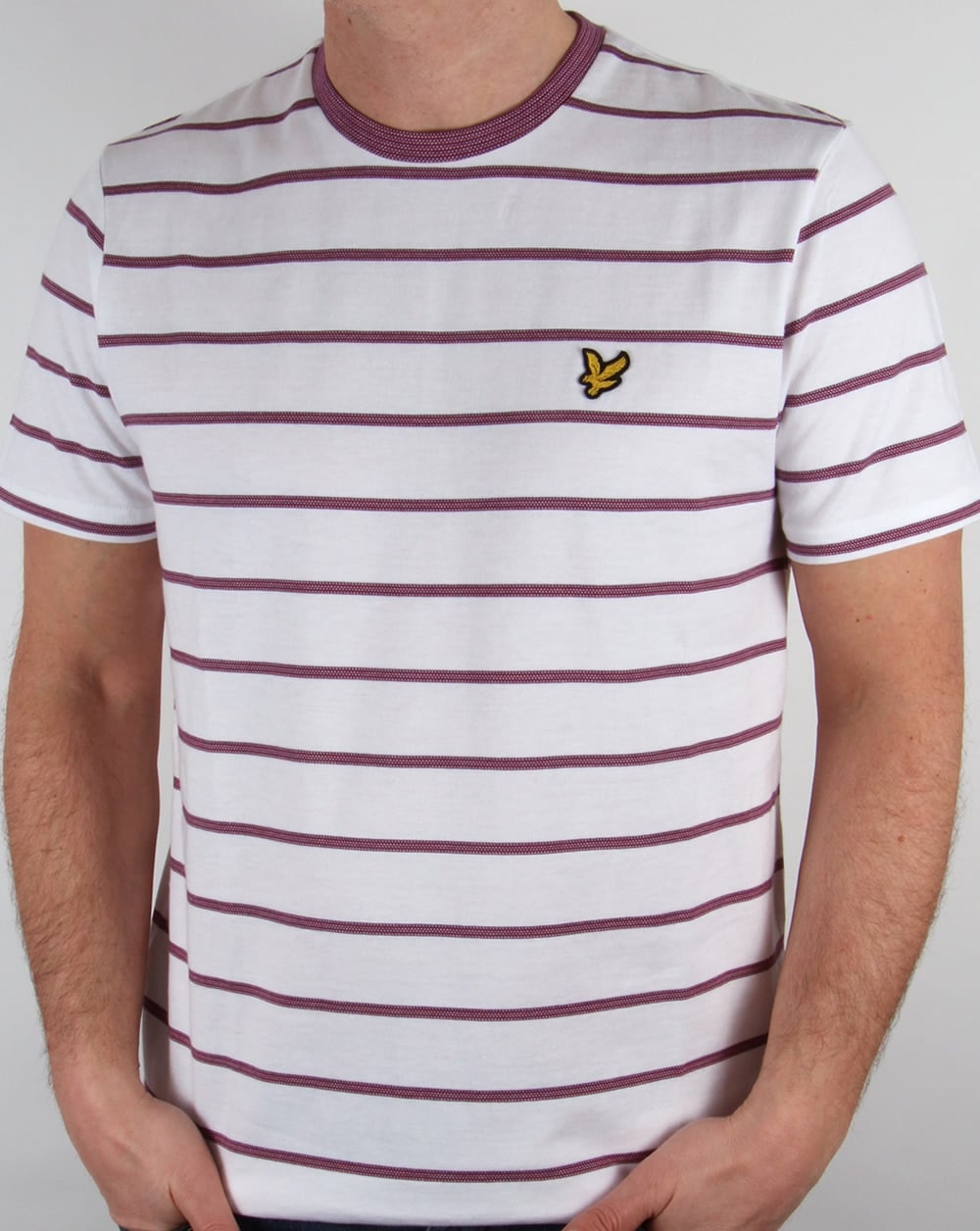 Lyle And Scott – Weißes T-Shirt mit Vogelaugenstreifen