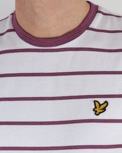 Lyle And Scott – Weißes T-Shirt mit Vogelaugenstreifen