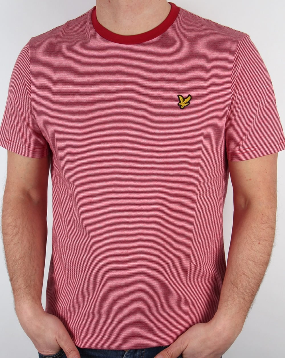 Lyle And Scott – T-Shirt mit feinen Streifen in Rubinrot
