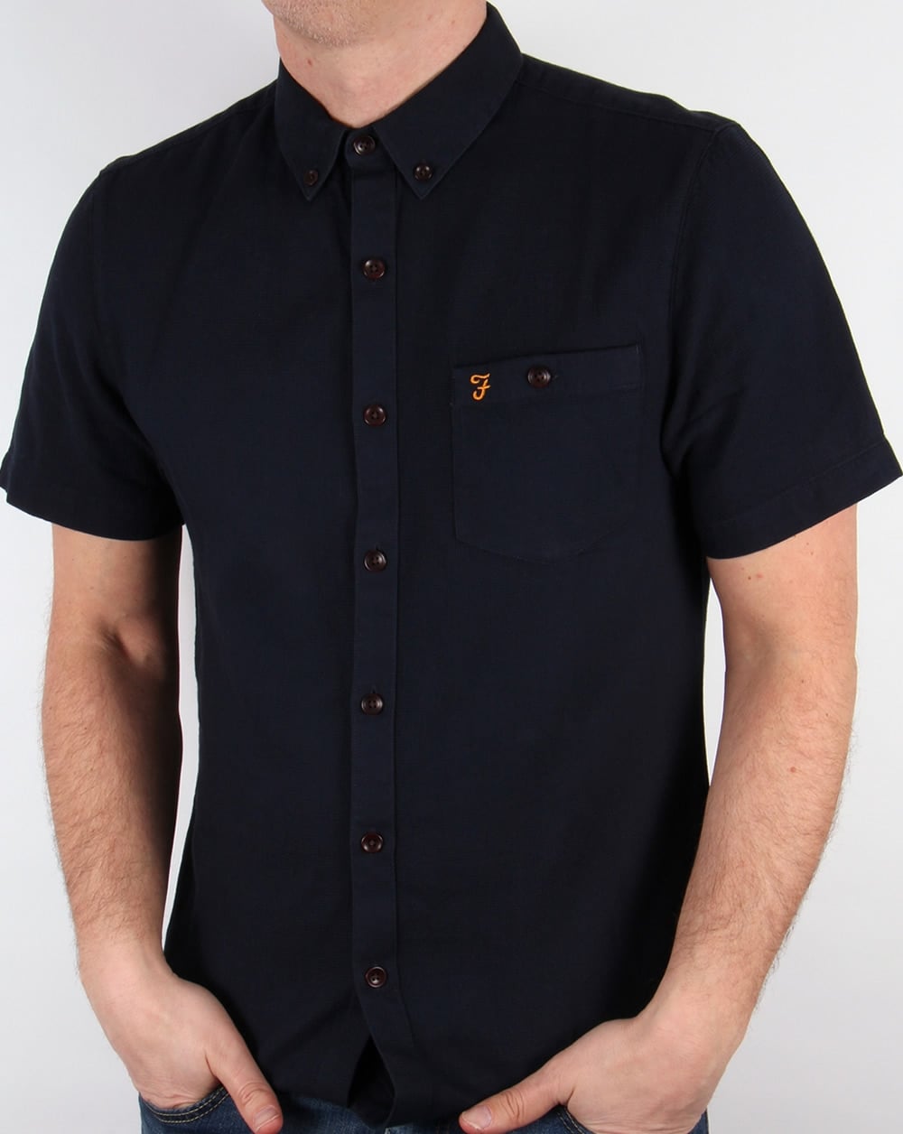 Farah Vintage Colbeck Kurzarmhemd True Navy