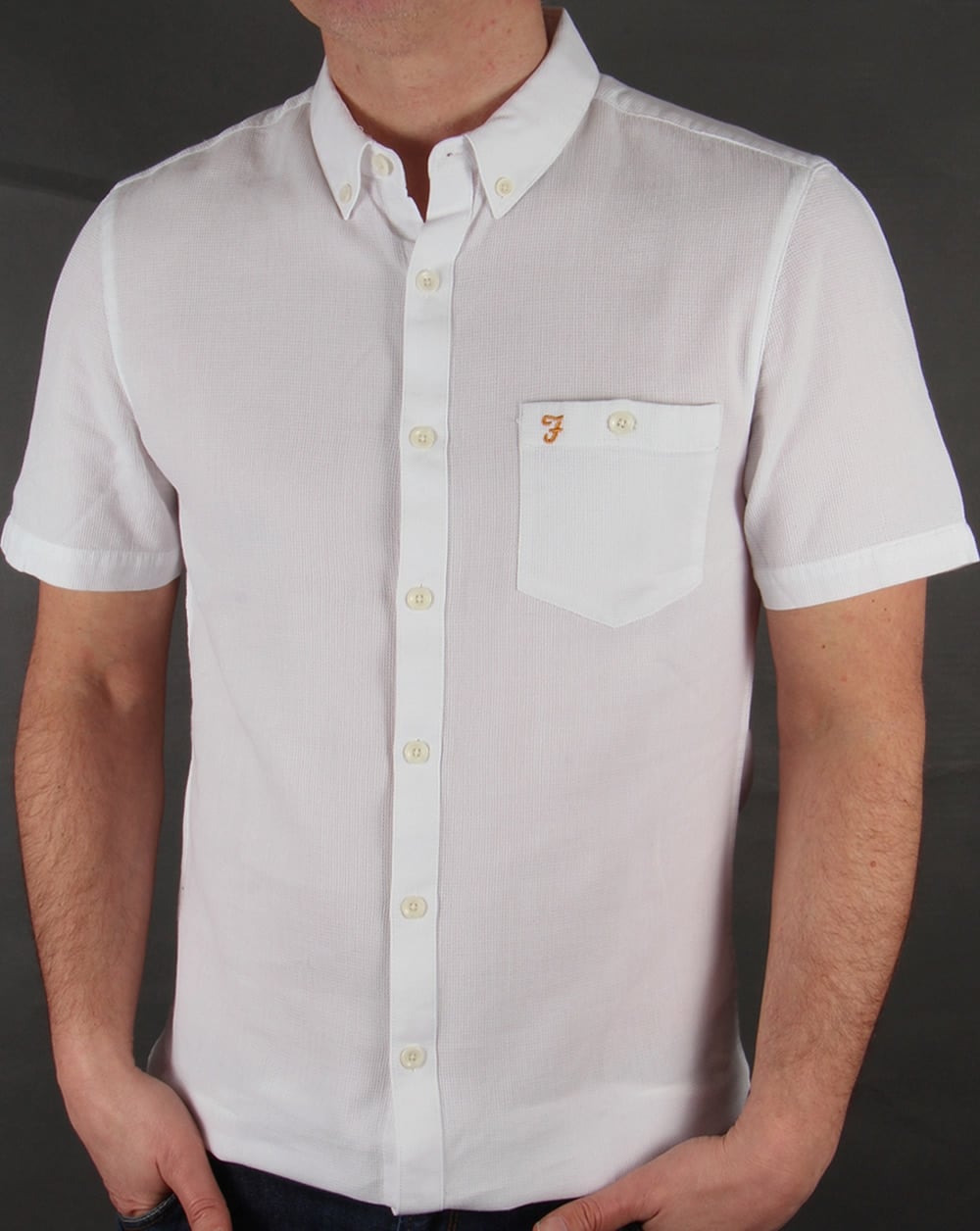Farah Vintage Colbeck Kurzarmhemd Weiß