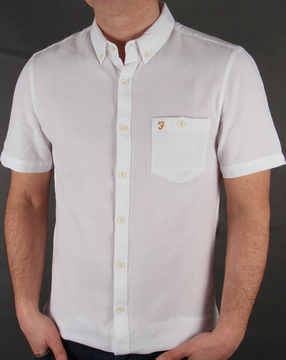 Farah Vintage Colbeck Kurzarmhemd Weiß