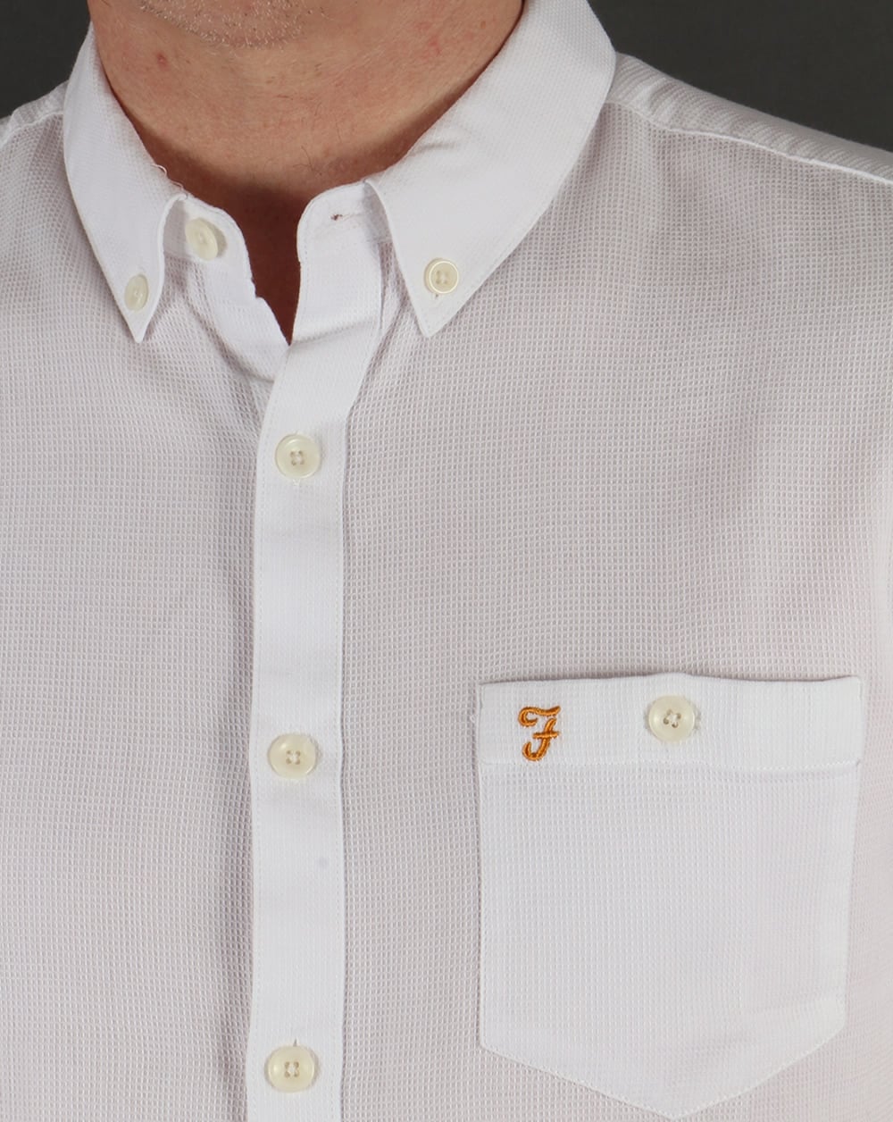Farah Vintage Colbeck Kurzarmhemd Weiß