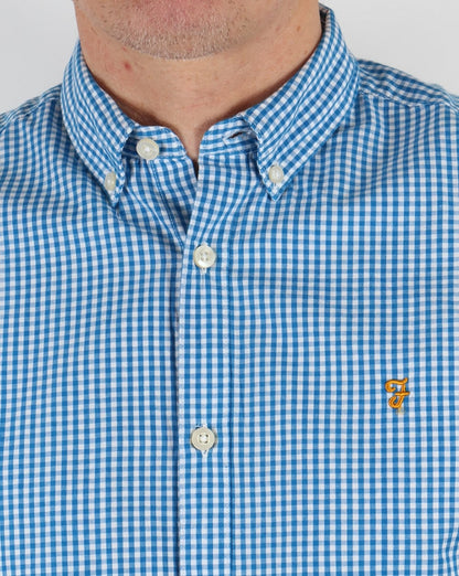 Farah Vintage Argyle Kurzarmhemd Sierra Blue