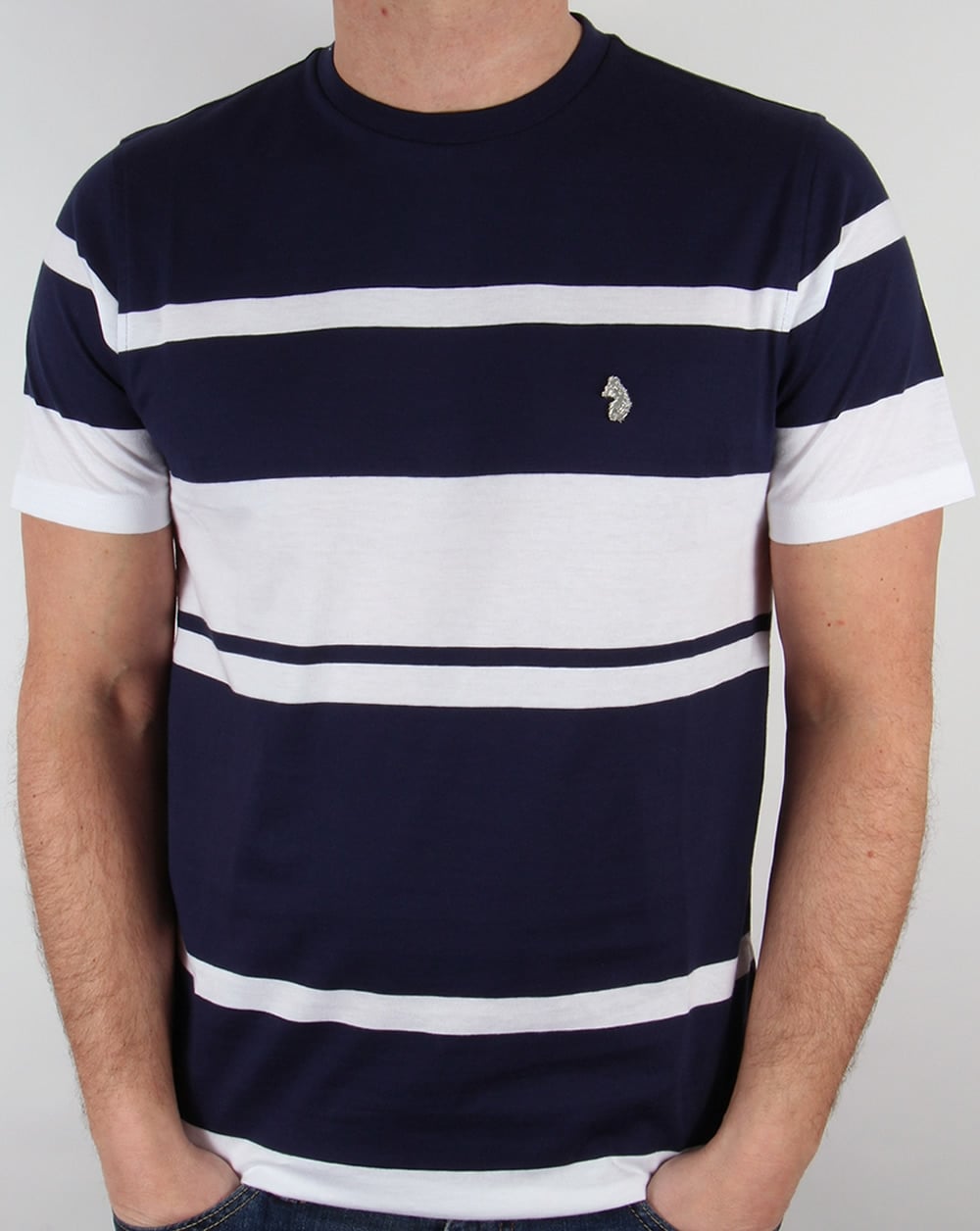 Luke Normandy Streifen-T-Shirt Marina Blau