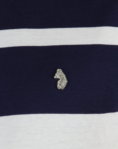 Luke Normandy Streifen-T-Shirt Marina Blau
