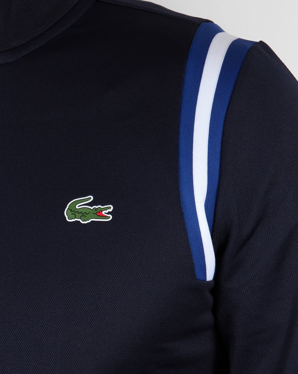 Lacoste – Trainingsoberteil mit Schulterstreifen, Marineblau/Royalblau/Weiß