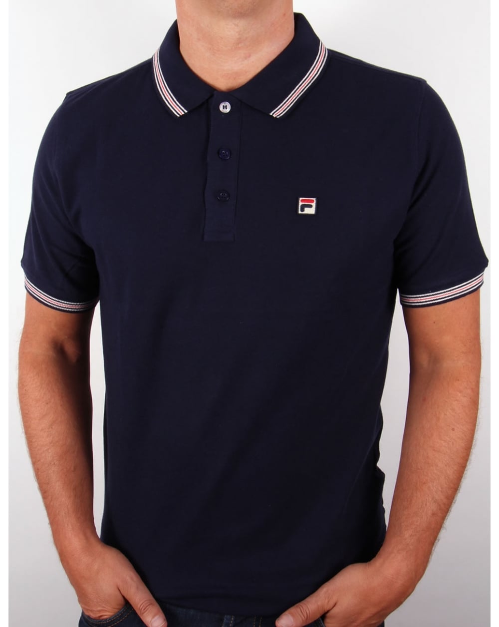 Fila Vintage Matcho 3 Poloshirt im Doppelpack, Weiß/Marineblau