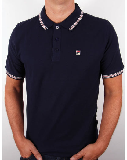Fila Vintage Matcho 3 Poloshirt im Doppelpack, Weiß/Marineblau