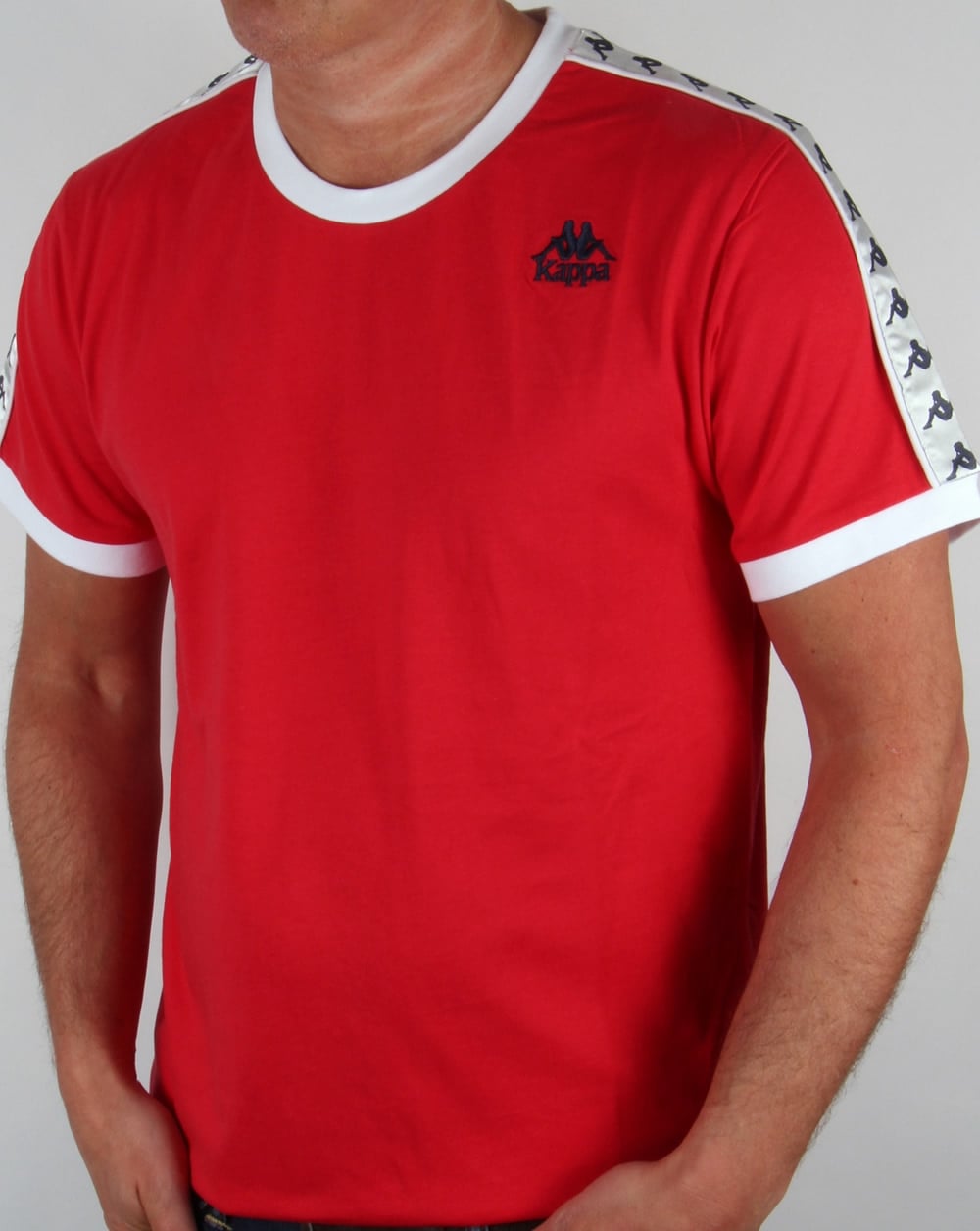Robe Di Kappa – T-Shirt mit Ringer-Taping und Logo in Rot