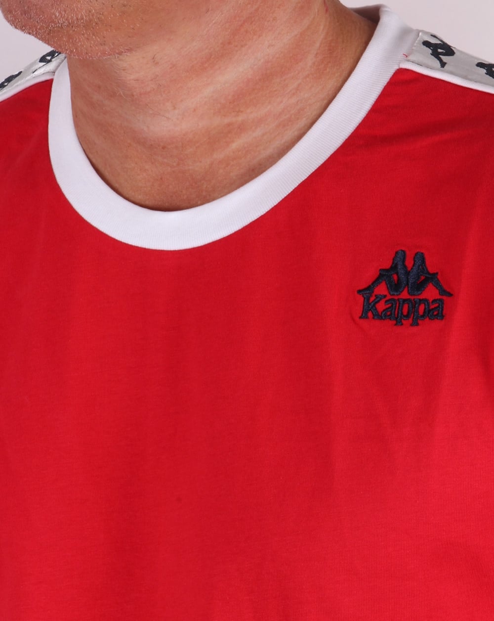 Robe Di Kappa – T-Shirt mit Ringer-Taping und Logo in Rot