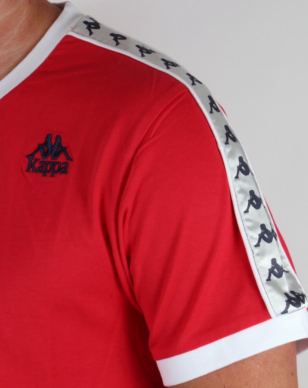Robe Di Kappa – T-Shirt mit Ringer-Taping und Logo in Rot