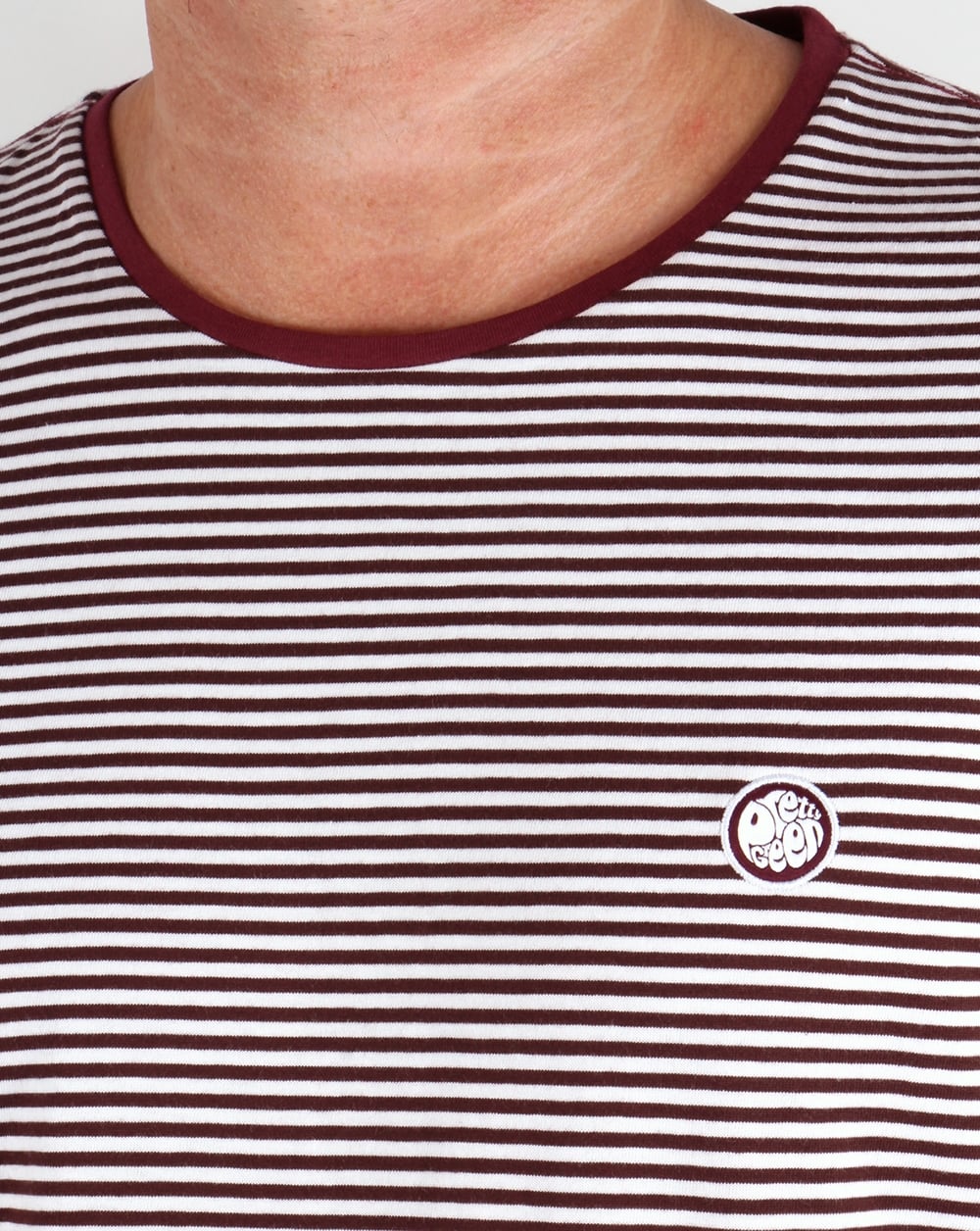 Pretty Green Gestreiftes Feeder T-Shirt Burgunderrot